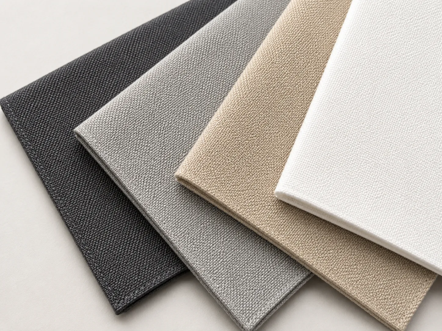 Folded Sauleda fabric swatches in muted colours